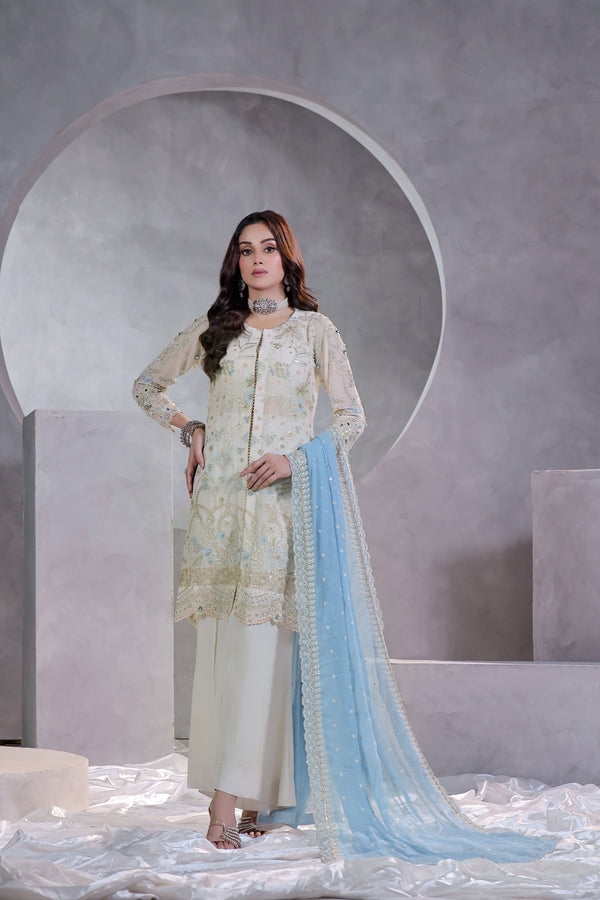 3 PIECE - LUXURY EMBROIDERED CHIFFON SUIT