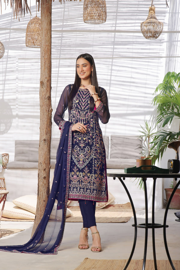 3 PIECE - LUXURY EMBROIDERED CHIFFON SUIT