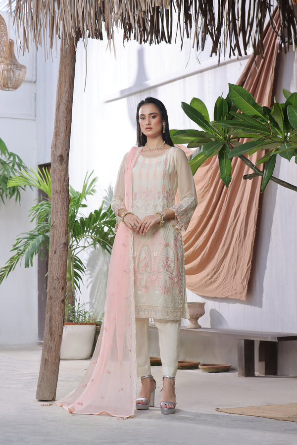 3 PIECE - LUXURY EMBROIDERED CHIFFON SUIT