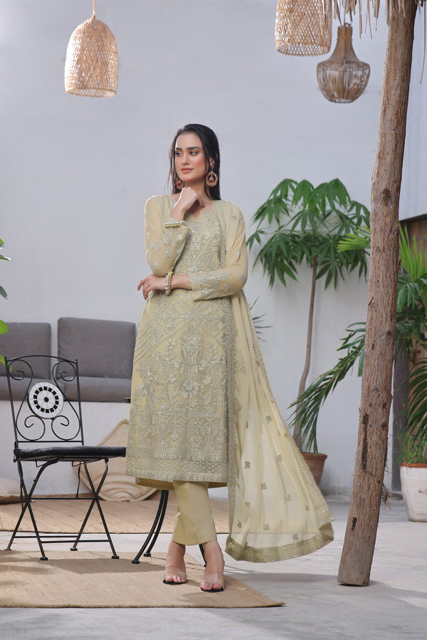 3 PIECE - LUXURY EMBROIDERED CHIFFON SUIT