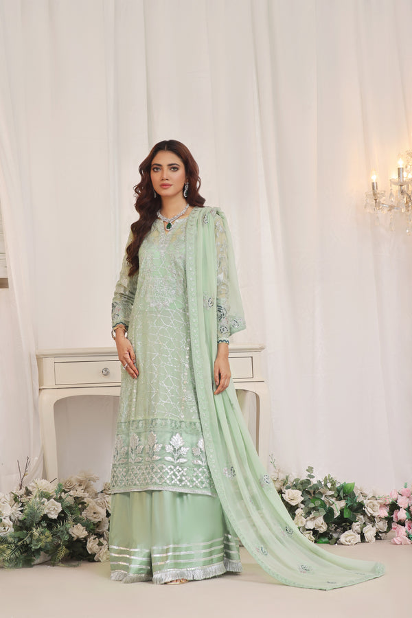 3 PIECE - LUXURY EMBROIDERED CHIFFON SUIT