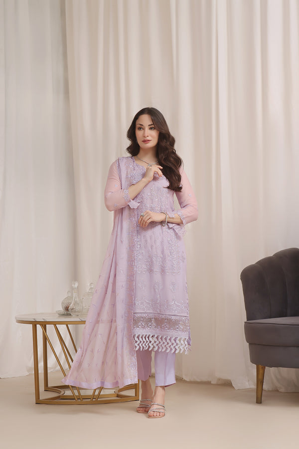 3 PIECE - LUXURY EMBROIDERED CHIFFON SUIT