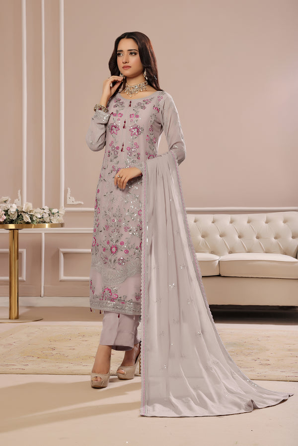 3 PIECE - LUXURY EMBROIDERED CHIFFON SUIT