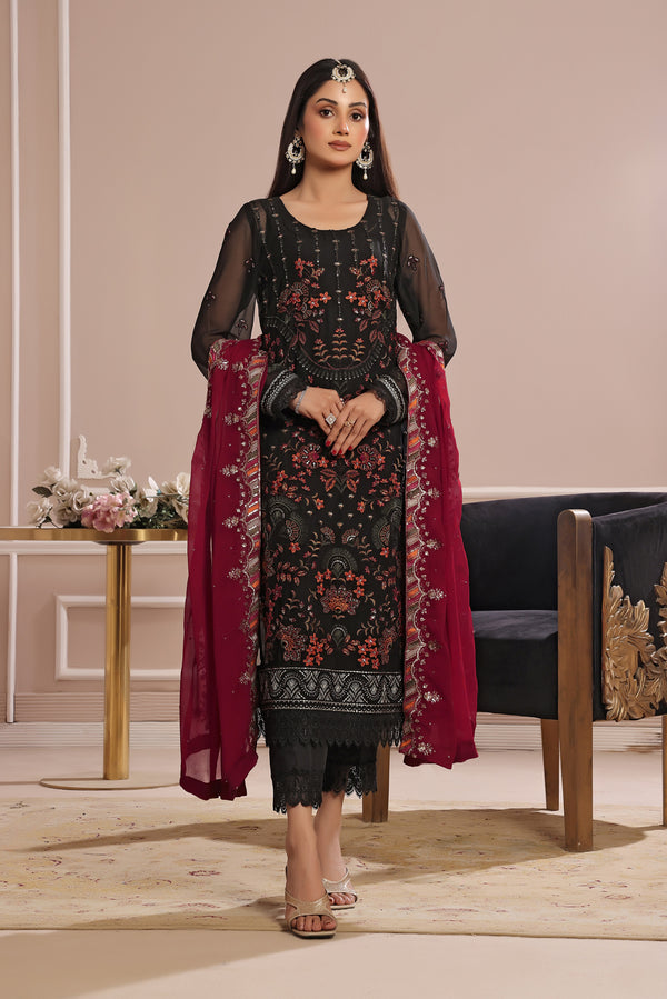 3 PIECE - LUXURY EMBROIDERED CHIFFON SUIT