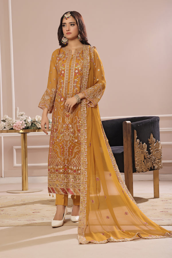 3 PIECE - LUXURY EMBROIDERED CHIFFON SUIT