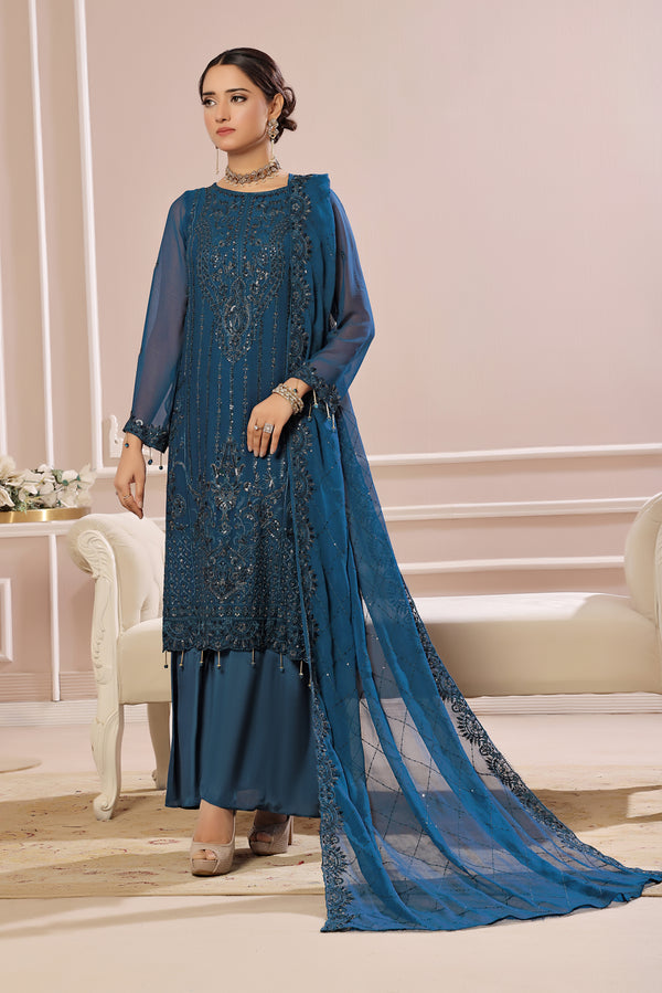 3 PIECE - LUXURY EMBROIDERED CHIFFON SUIT