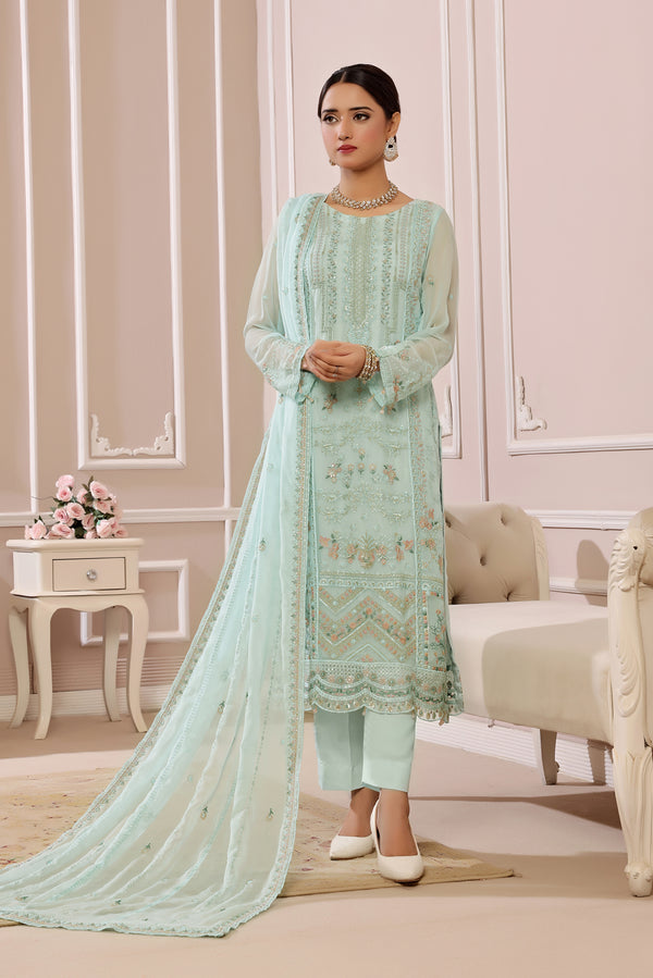 3 PIECE - LUXURY EMBROIDERED CHIFFON SUIT