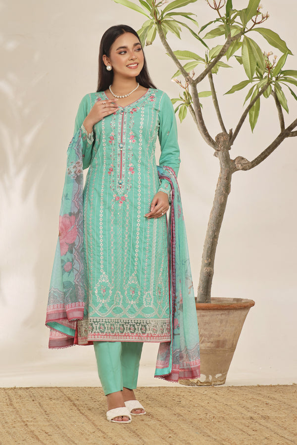 3 PIECE - EMBROIDERED CHIKANKARI LAWN SUIT