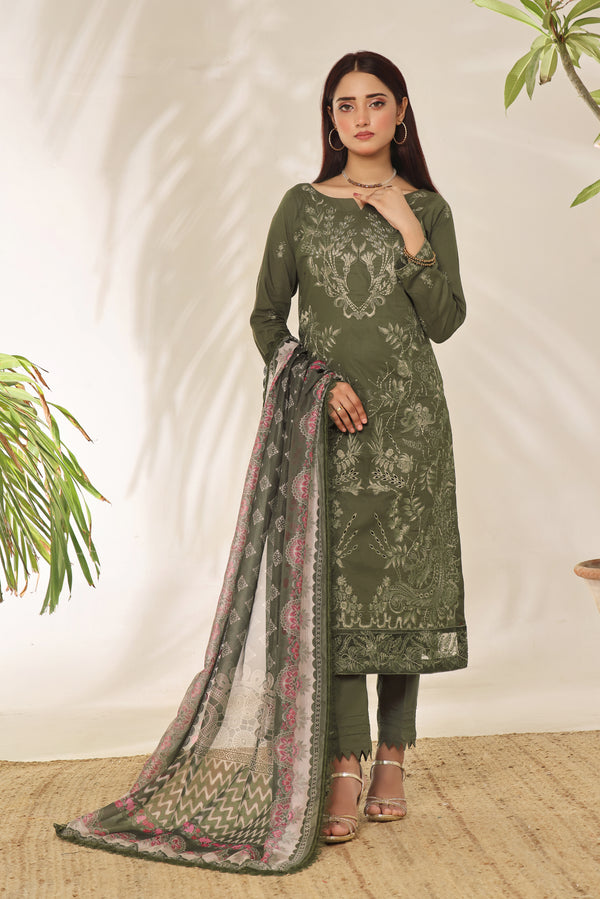 3 PIECE - EMBROIDERED CHIKANKARI LAWN SUIT