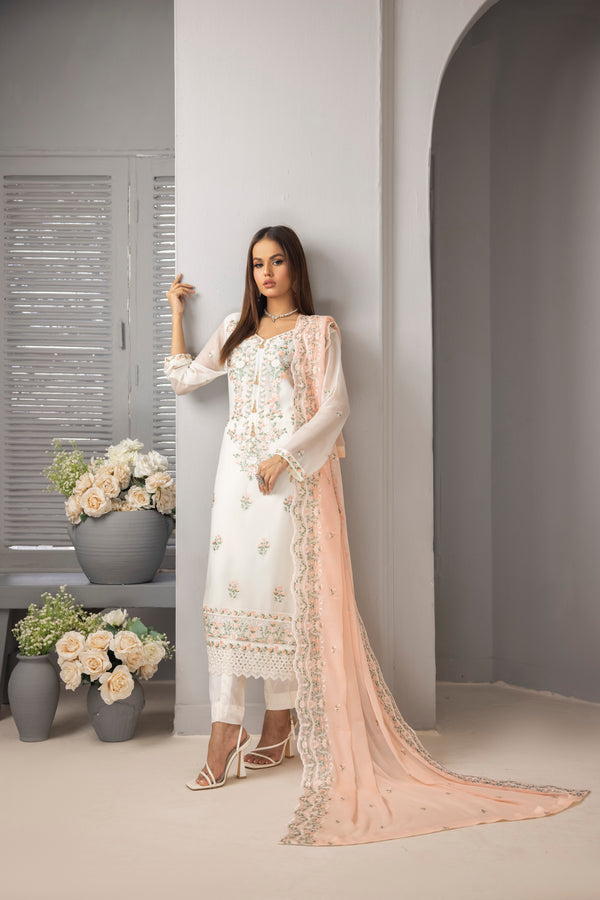 3 PIECE - LUXURY EMBROIDERED CHIFFON SUIT