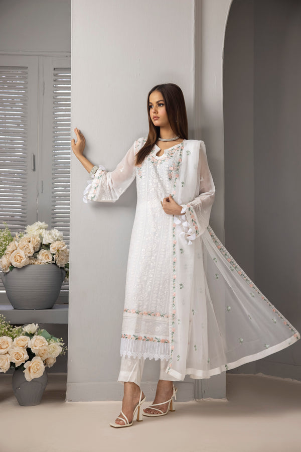 3 PIECE - LUXURY EMBROIDERED CHIFFON SUIT