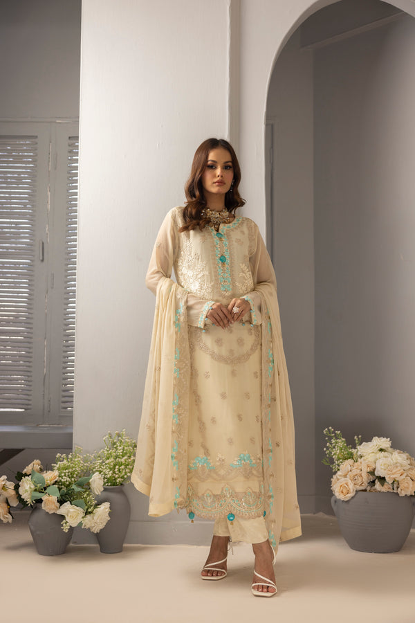 3 PIECE - LUXURY EMBROIDERED CHIFFON SUIT